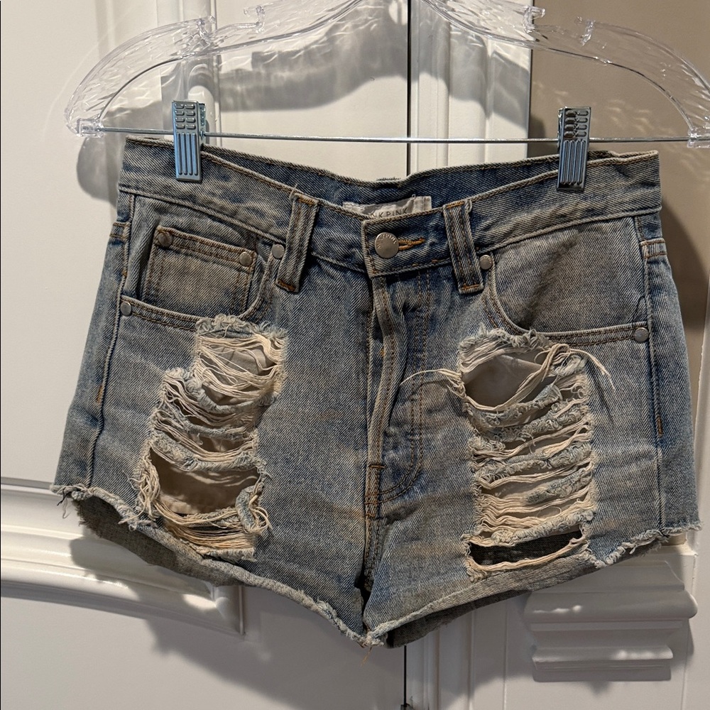 MINKPINK Distressed Light Blue Denim Cutoff Shorts